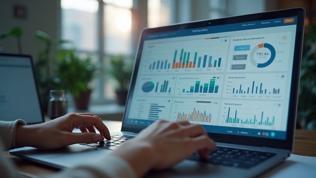 Data analytics dashboard on laptop